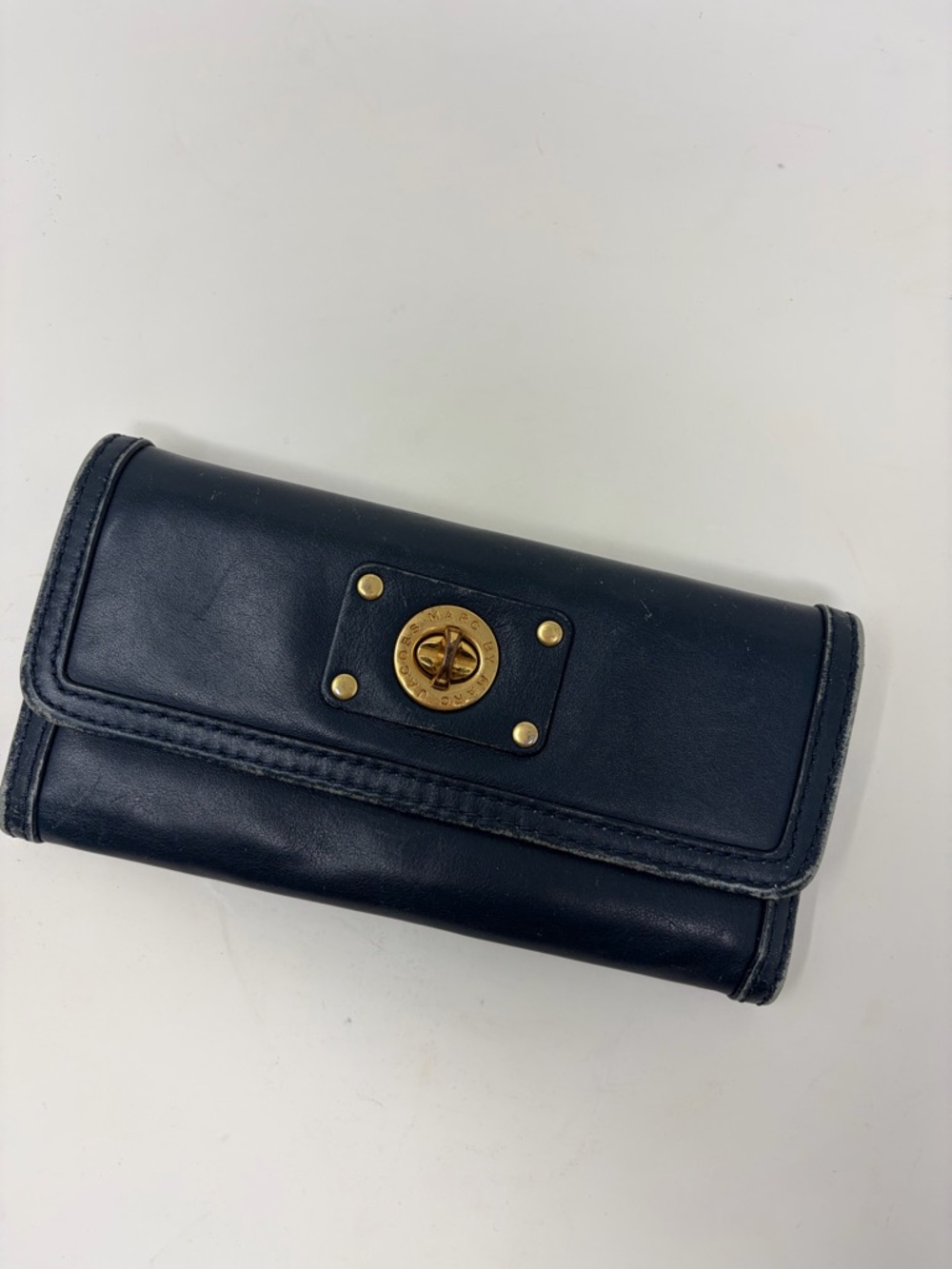 Marc By Marc Jacobs Navy Leather Turn-Lock Continental Wallet